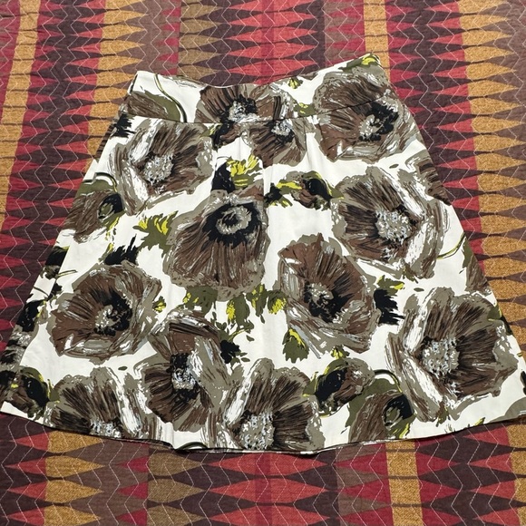 J.Crew Size 6 Floral Cotton A-Line Lined Pleated Skirt Pockets - Picture 11 of 12